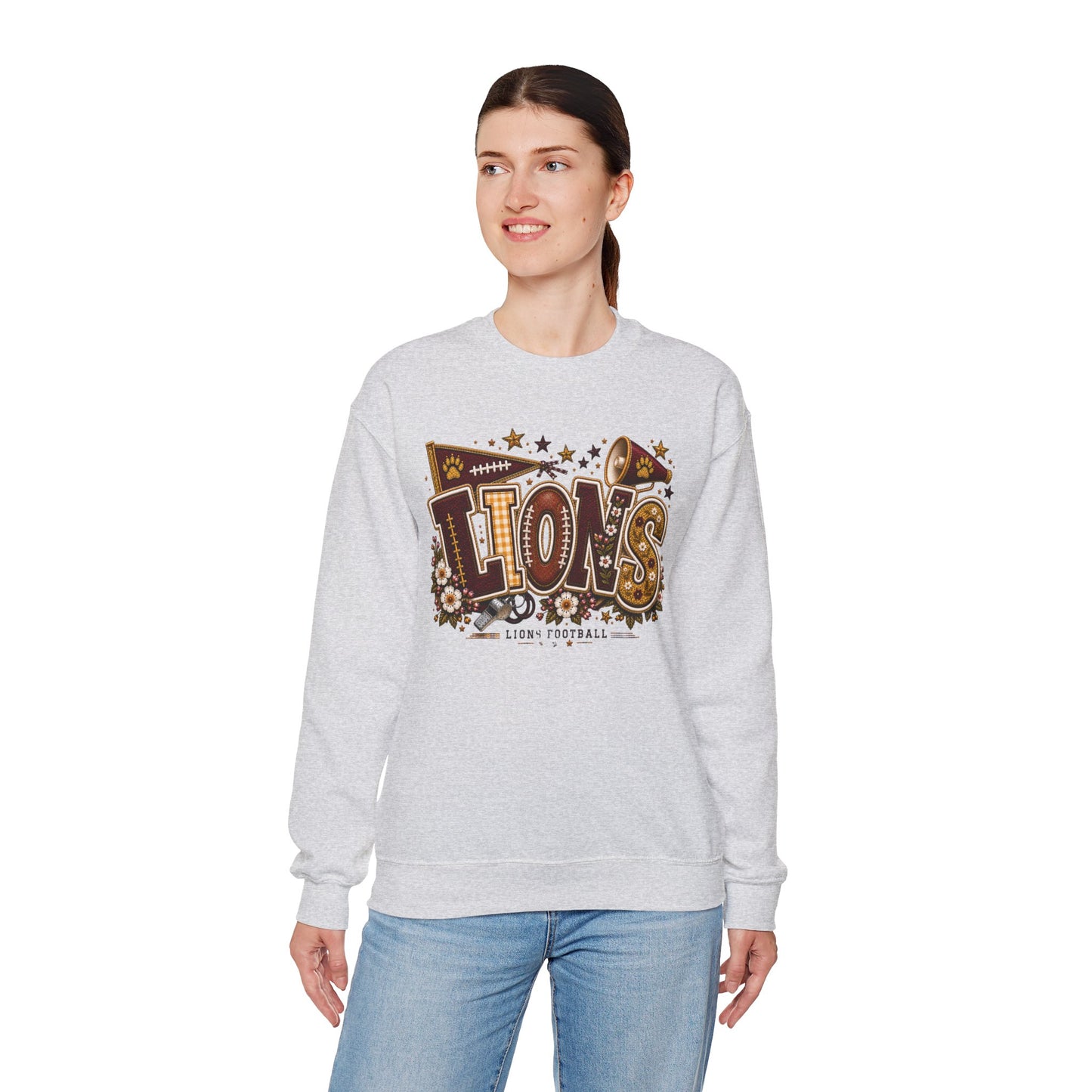 Lions Game Day Patchwork Crewneck
