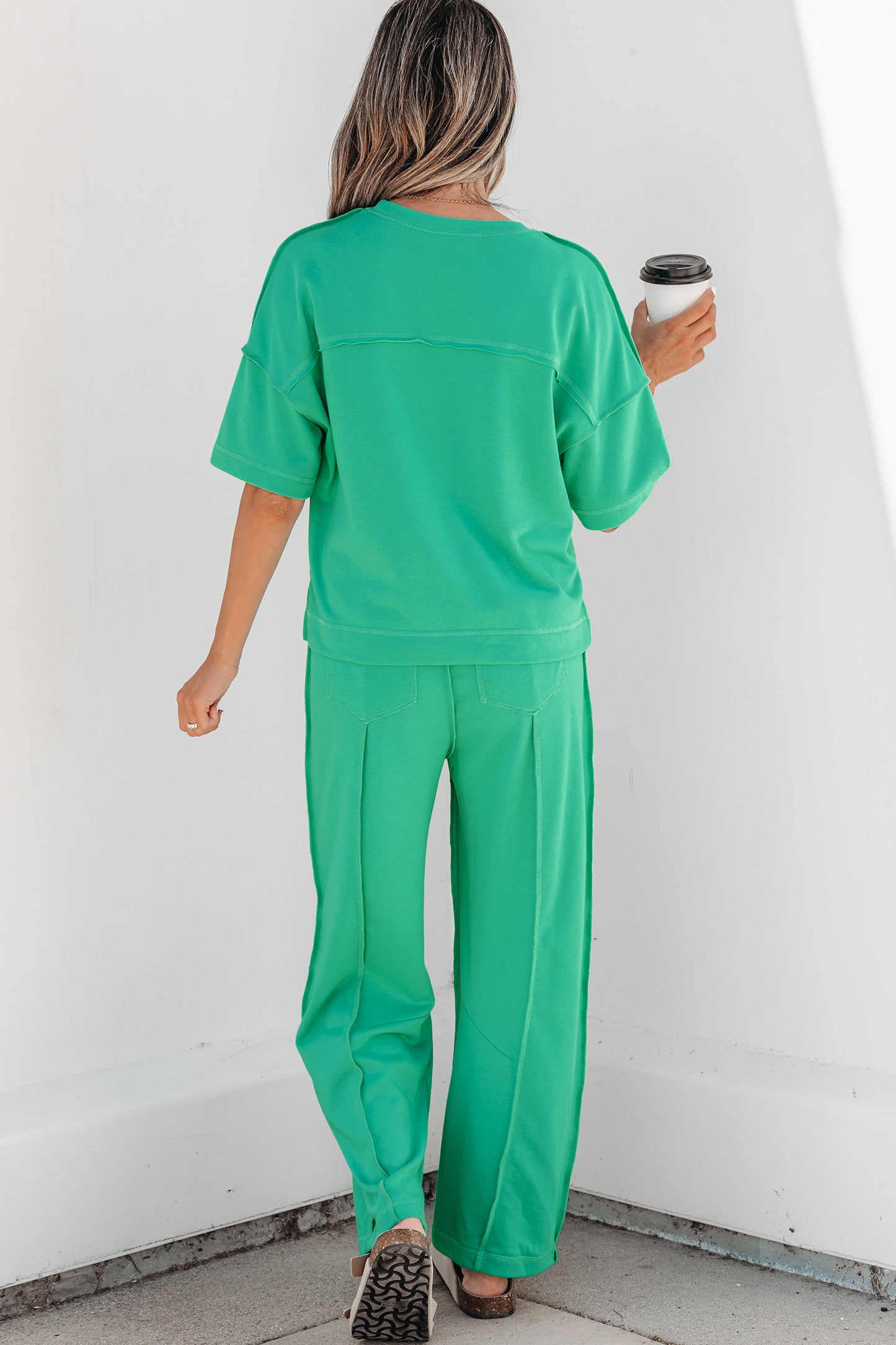Mint Green Drop Shoulder Boxy Tee and Barrel Pants Set