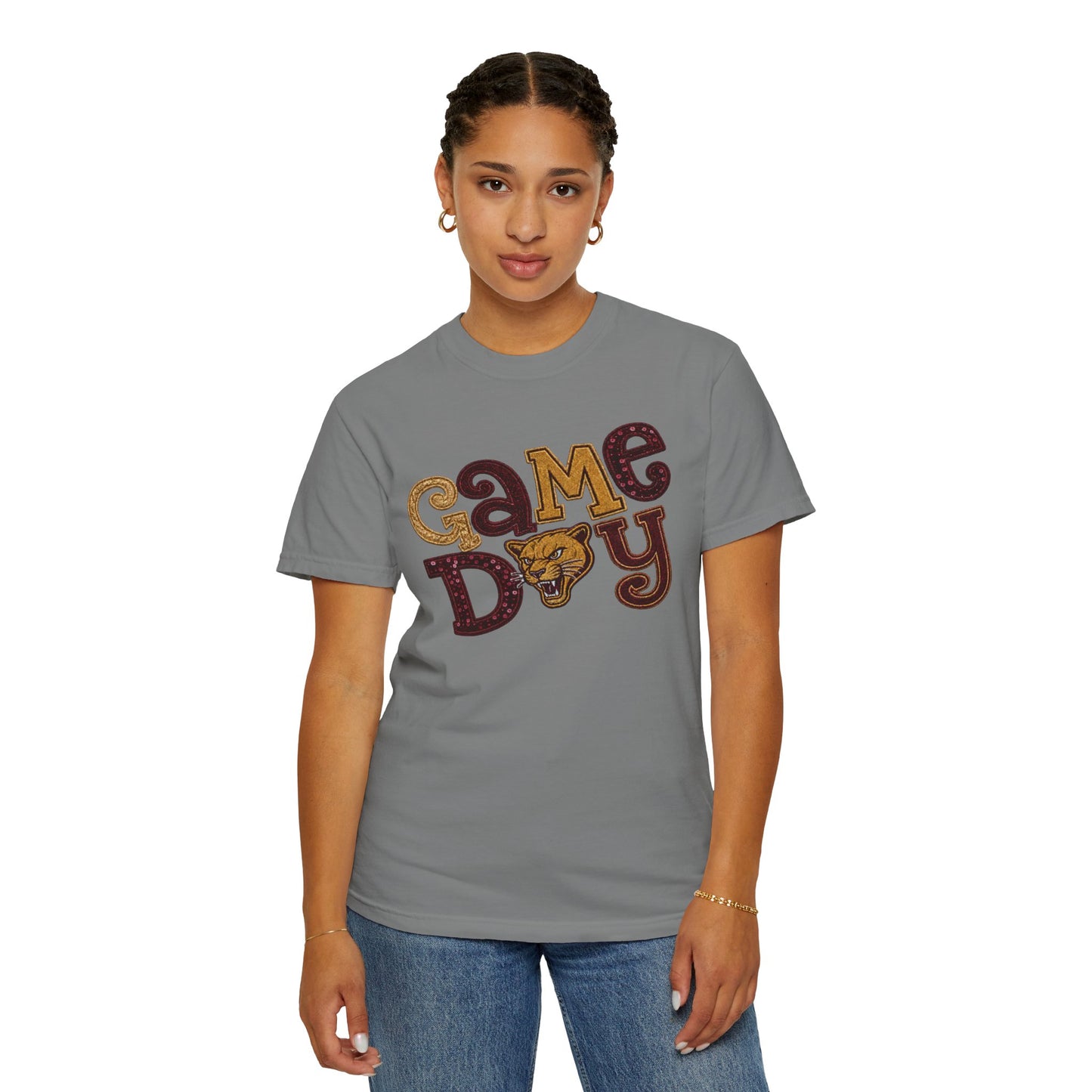 Pineville Lions Patchwork Sparkle Game Day Comfort Colors Tee