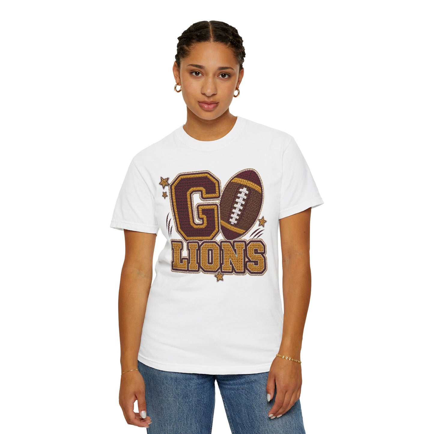Go Lions Crochet Game Day Comfort Colors Tee