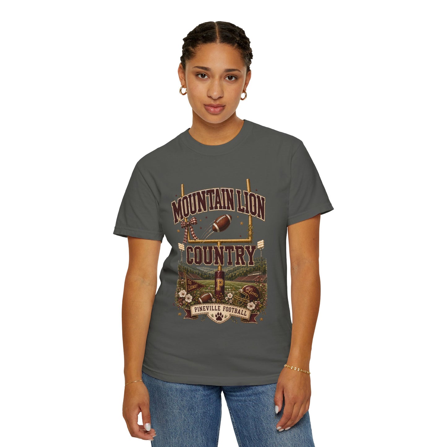 Mountain Lion Country Pineville Football Comfort Colors Tee