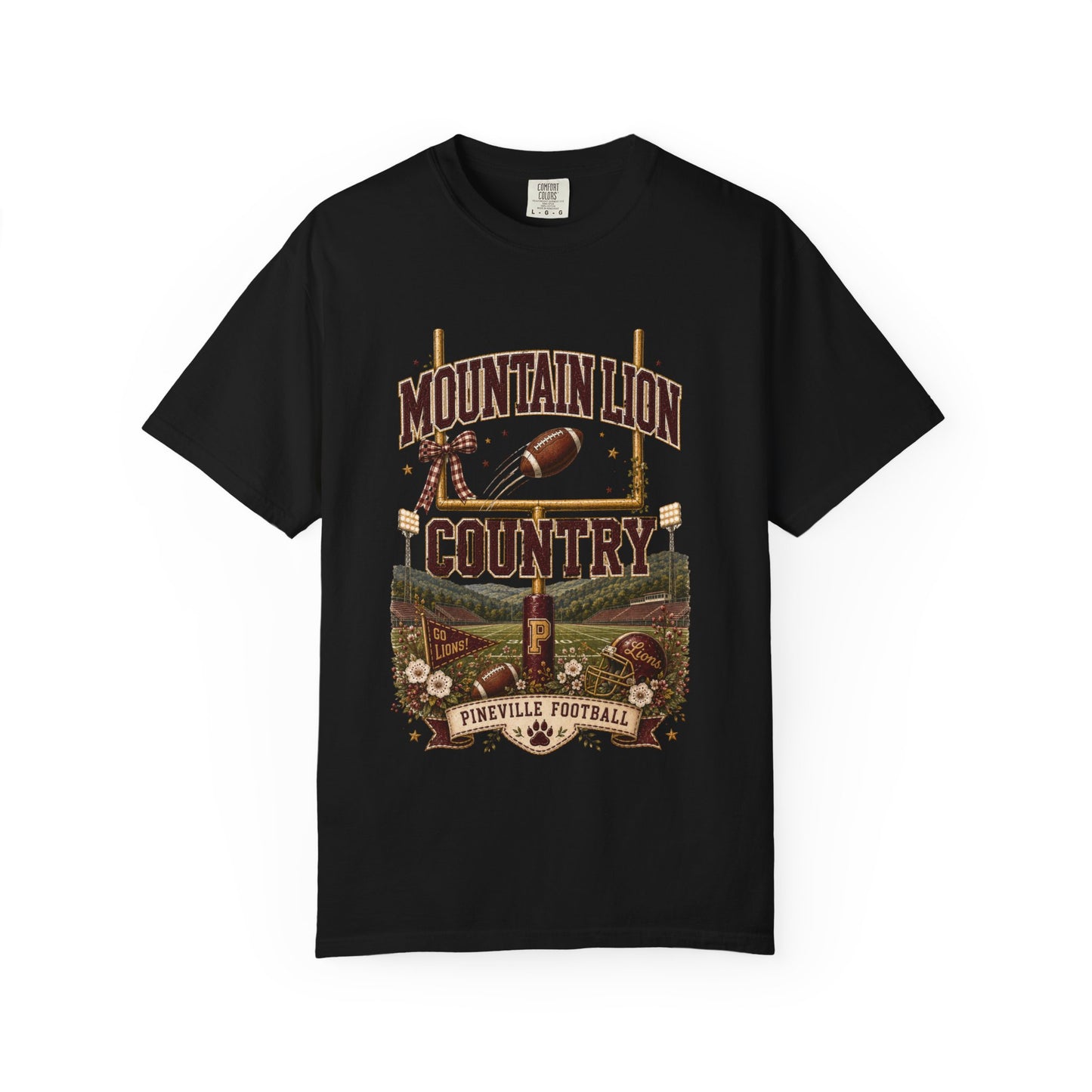 Mountain Lion Country Pineville Football Comfort Colors Tee