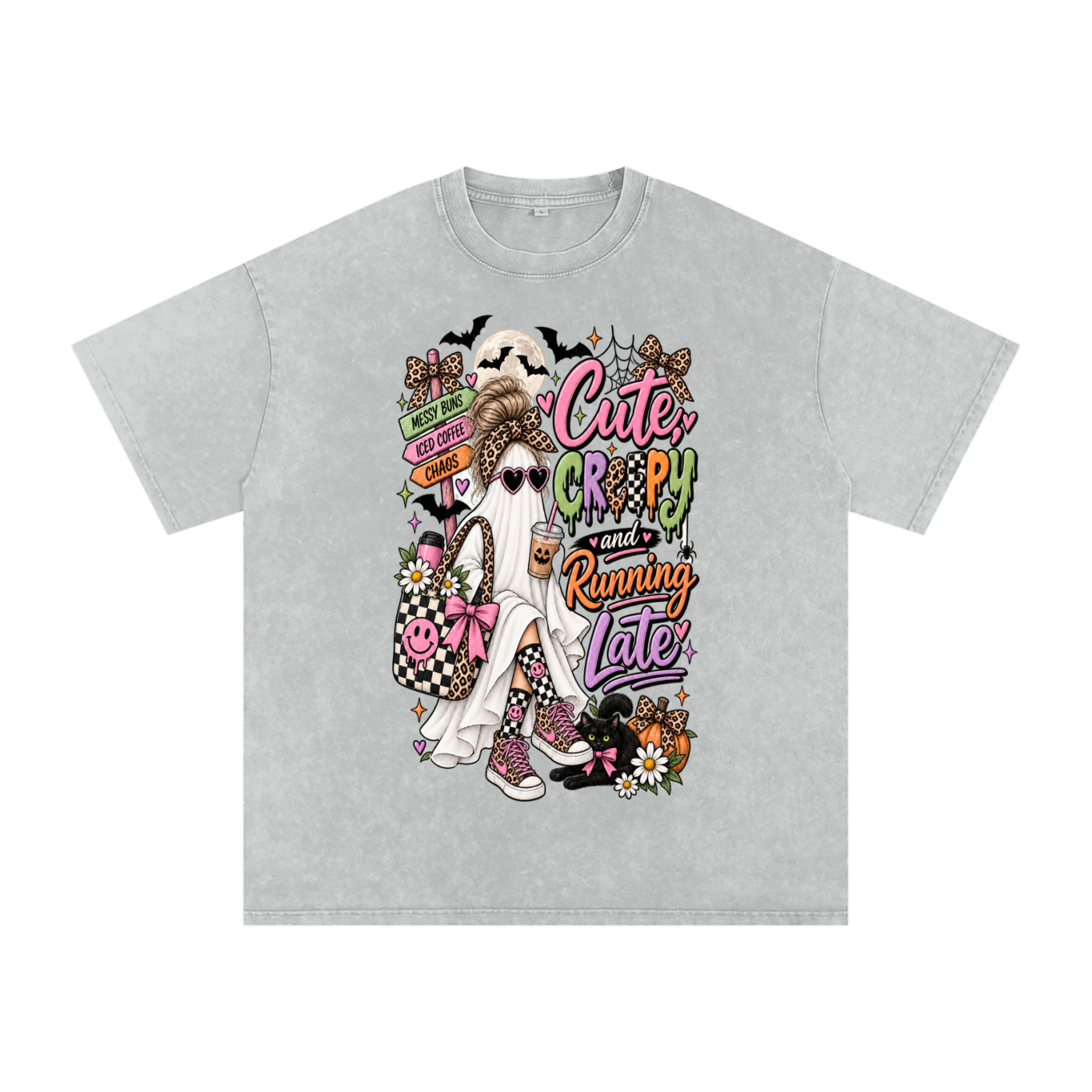 Cute, Creepy & Running Late Snow Washed Oversized Tee