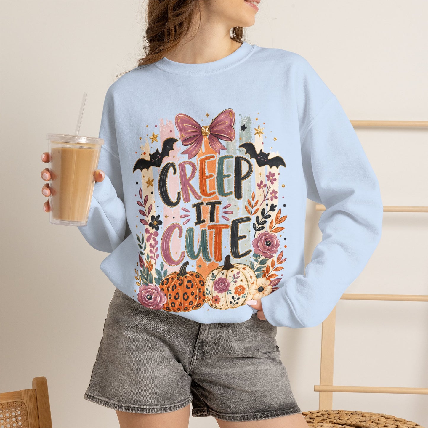 Cute Halloween Sweatshirt, Creep It Cute Crewneck, Colorful Halloween Shirt, Girly Halloween Sweatshirt, Spooky Season Crewneck