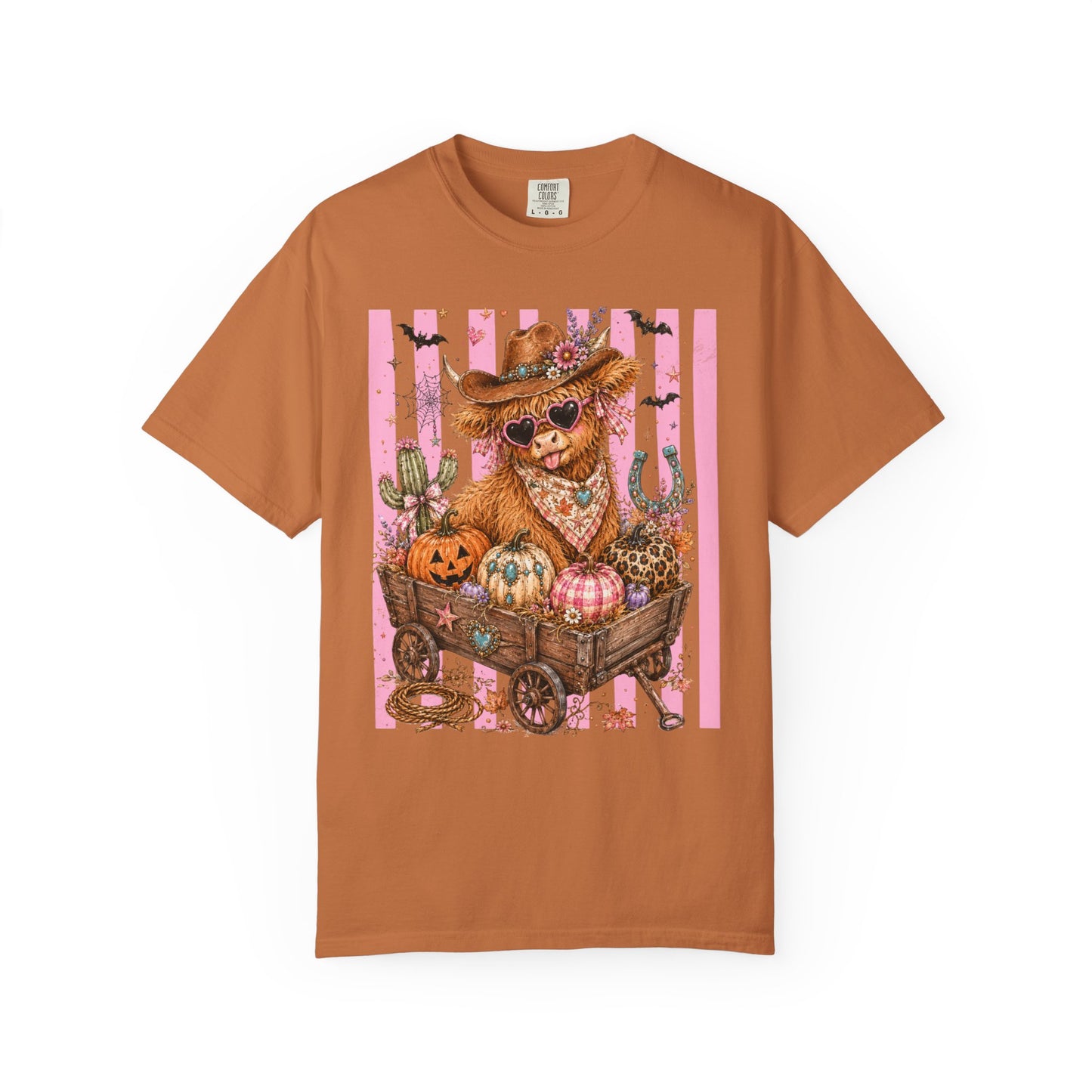 Fall Highland Cow Wagon | Comfort Colors Tee