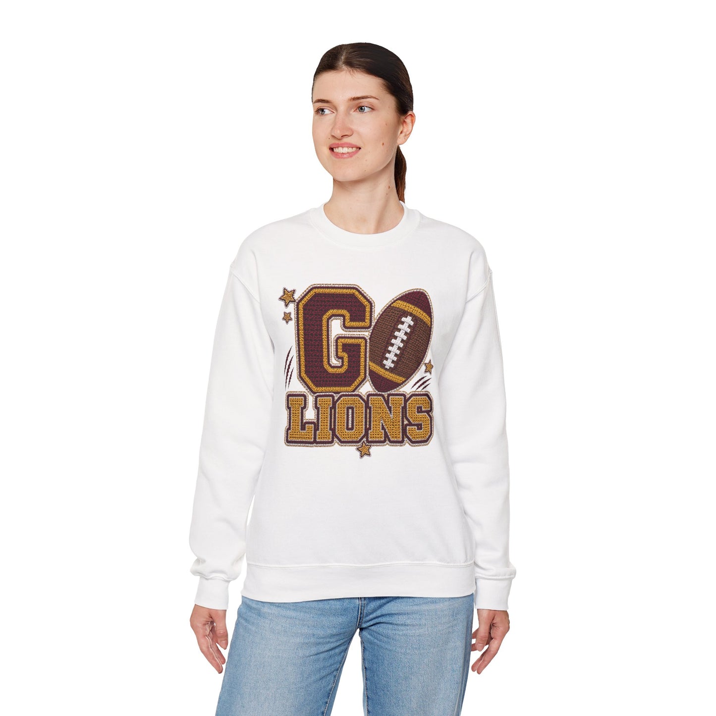 Go Lions Crochet Game Day Crewneck