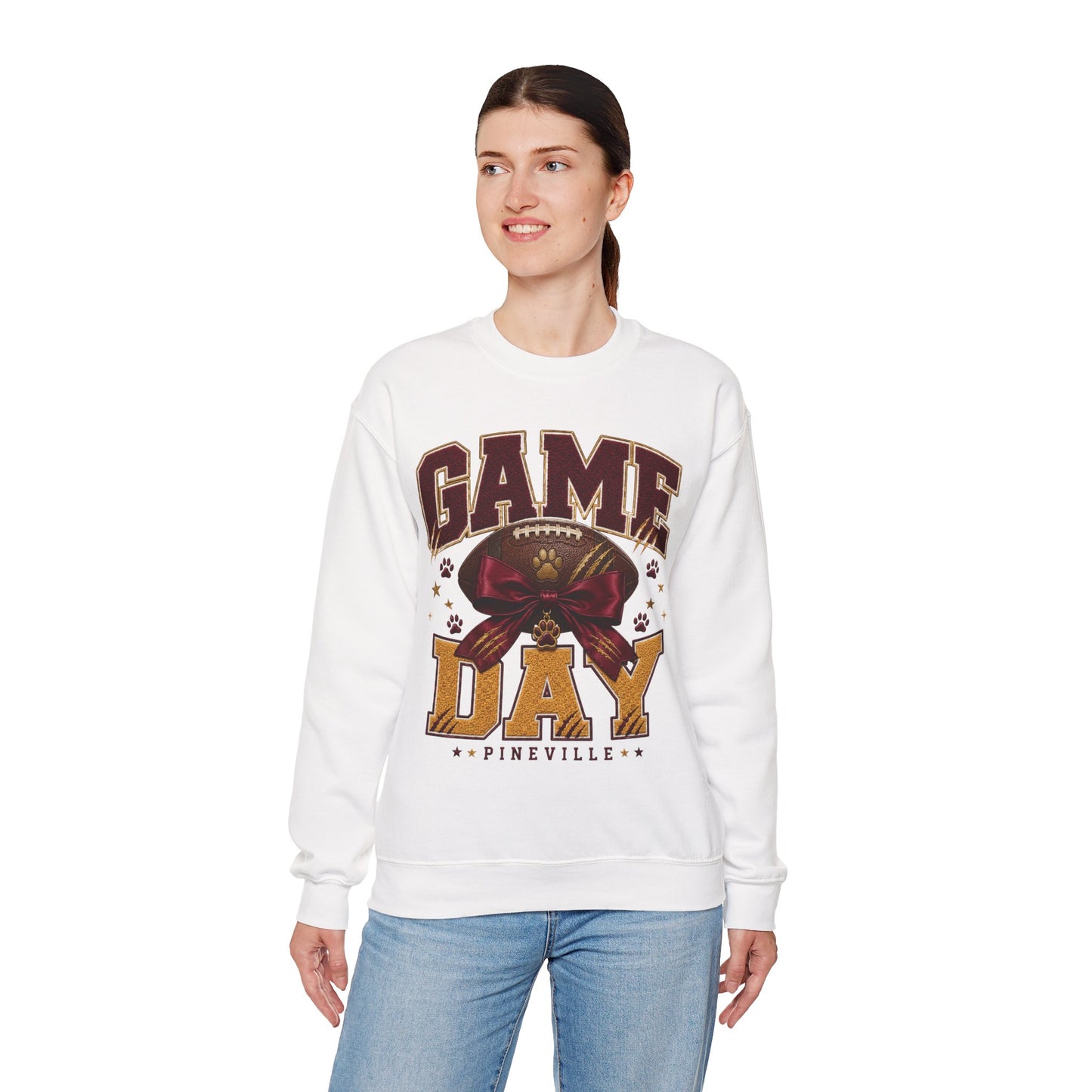 Pineville Lions Bow Game Day Crewneck
