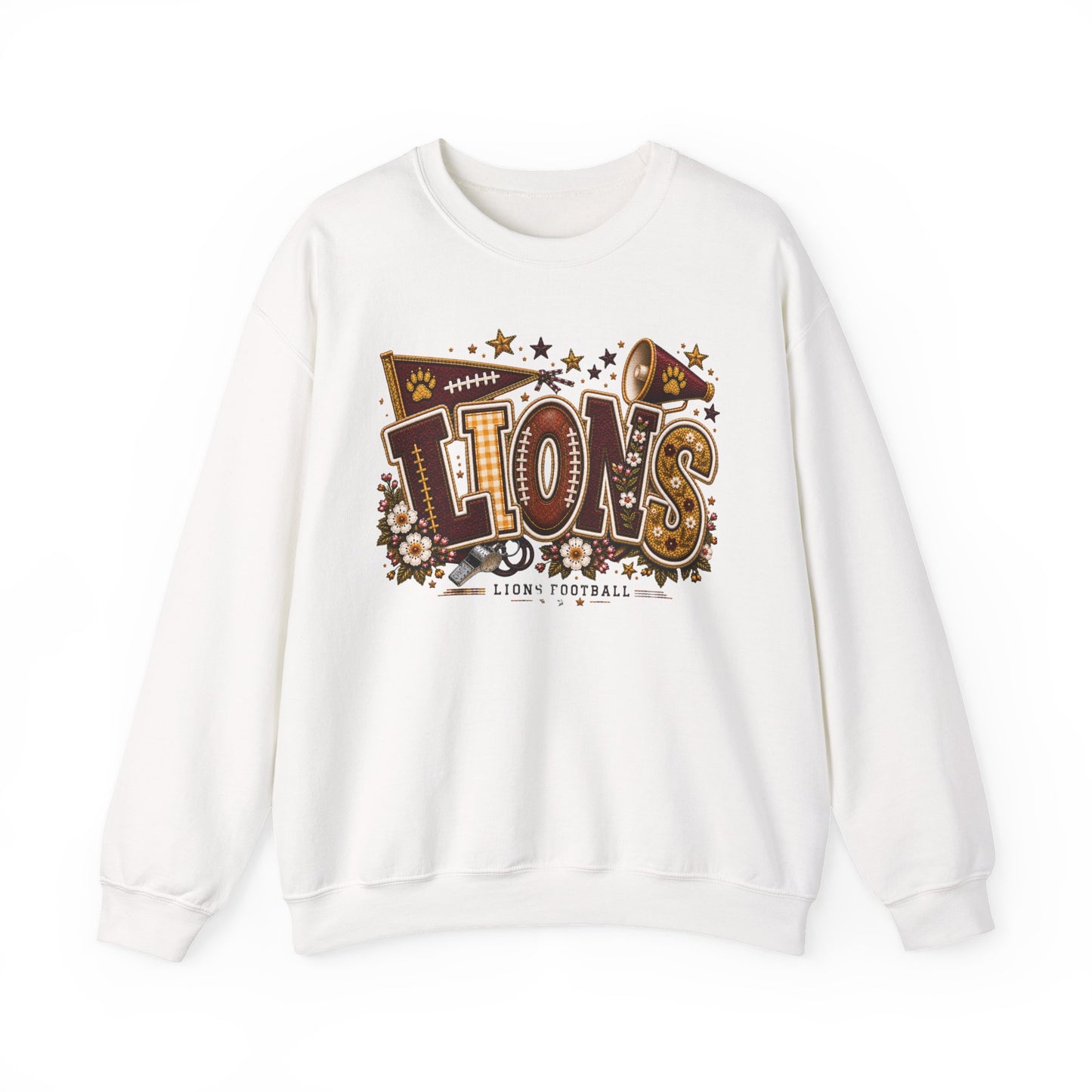 Lions Game Day Patchwork Crewneck