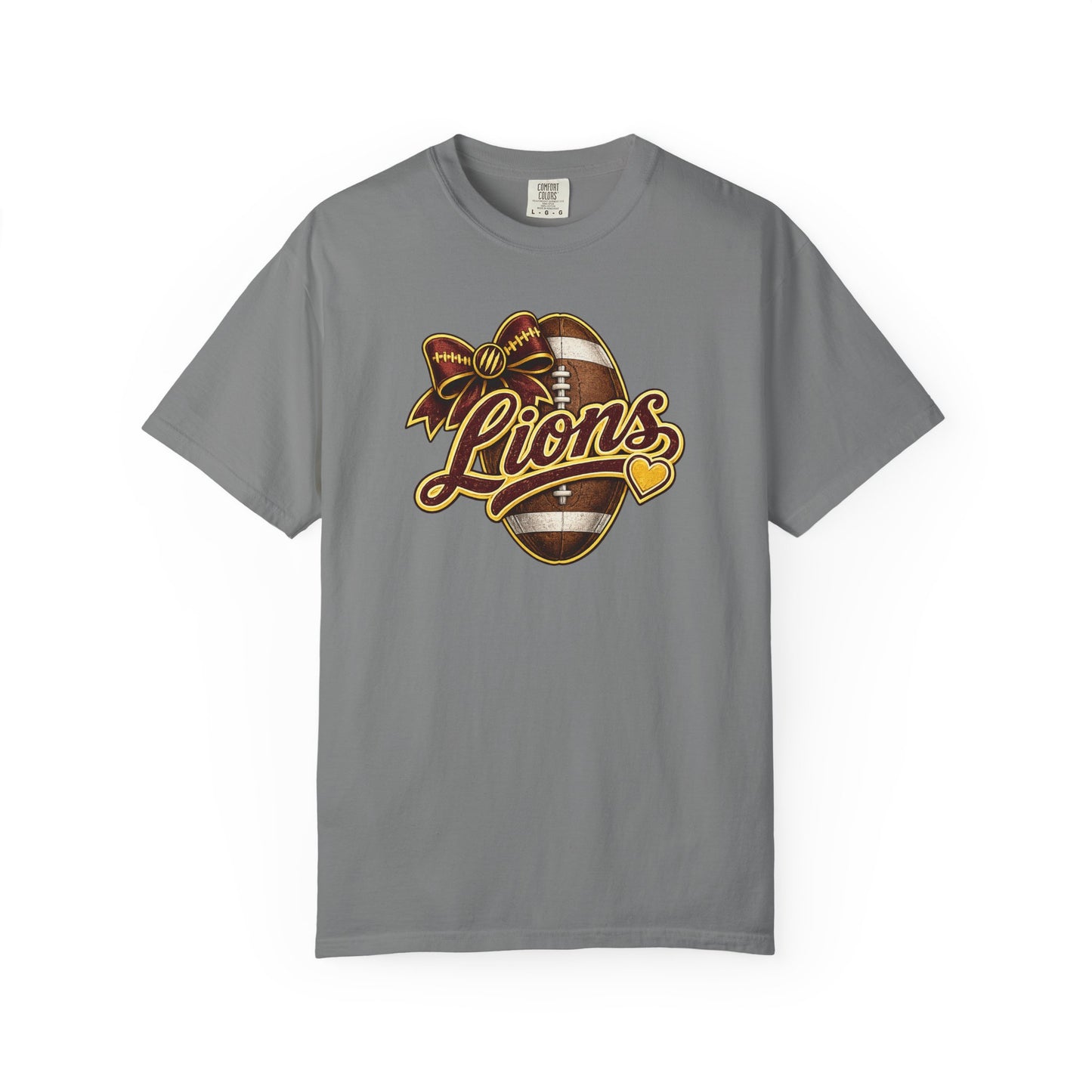 Pineville Lions Football Bow Comfort Colors Tee