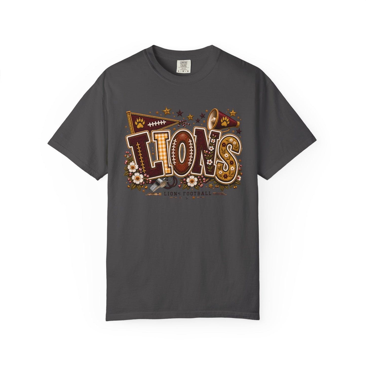 Lions Game Day Patchwork Comfort Colors Tee