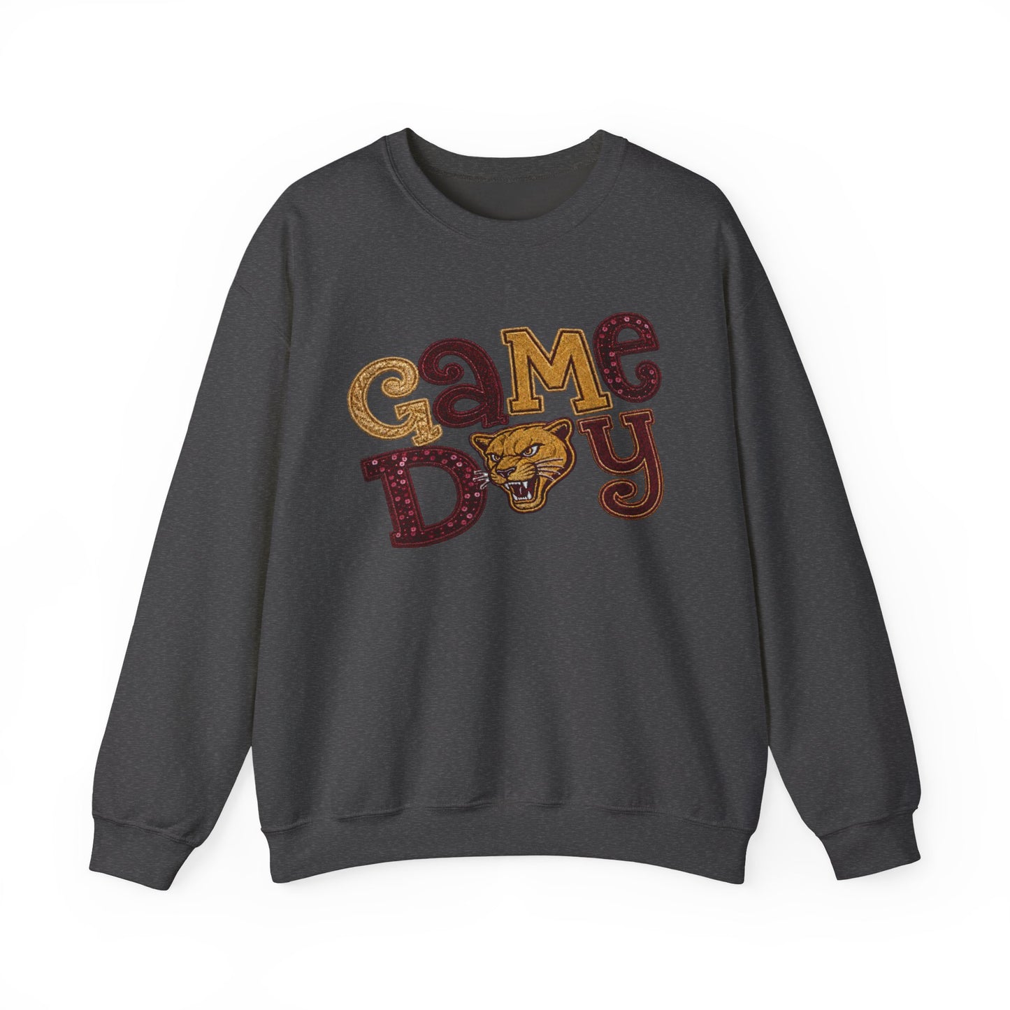Pineville Lions Sequin Patchwork GAME DAY Crewneck