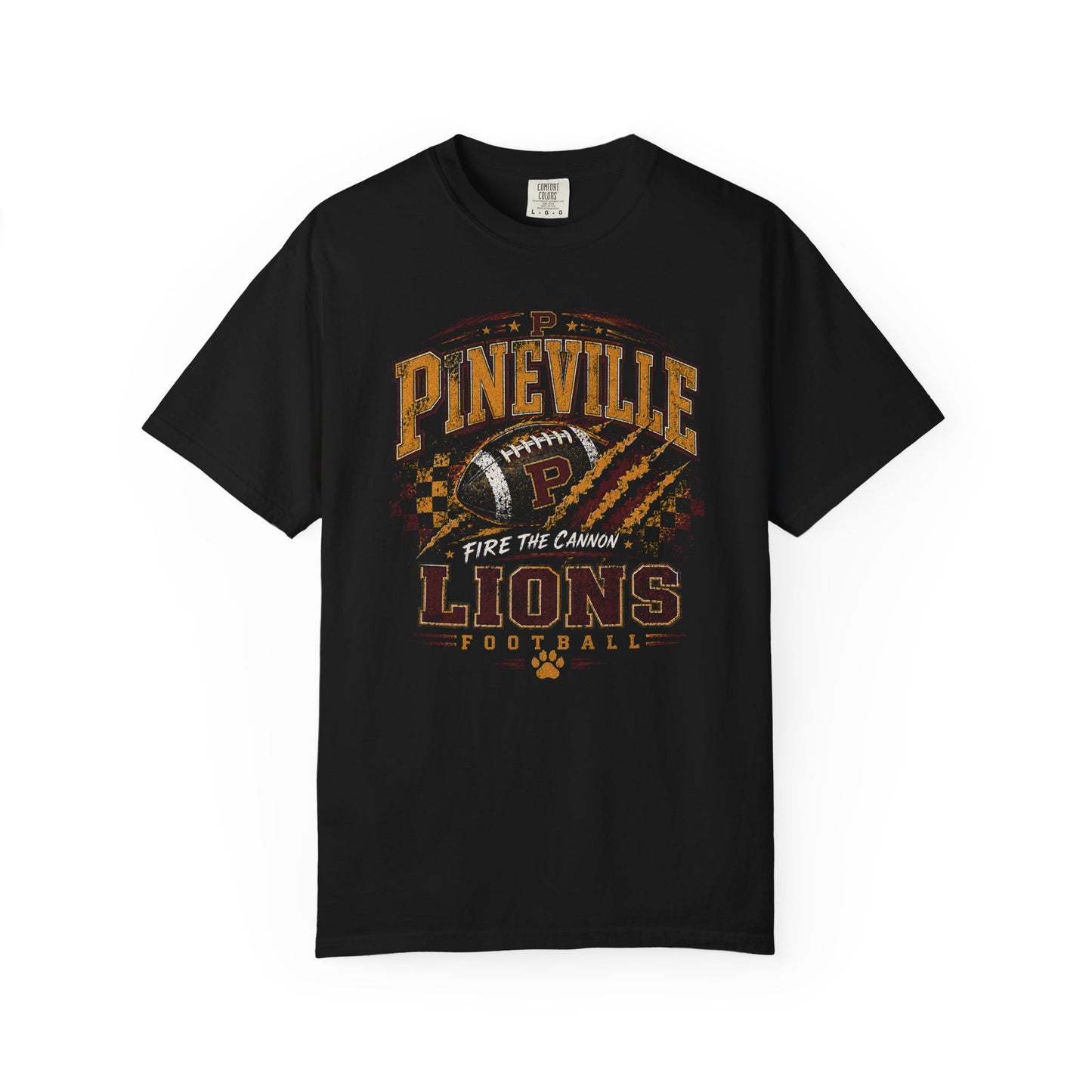 Pineville Lions “Fire the Cannon” Football Graphic Comfort Colors Tee