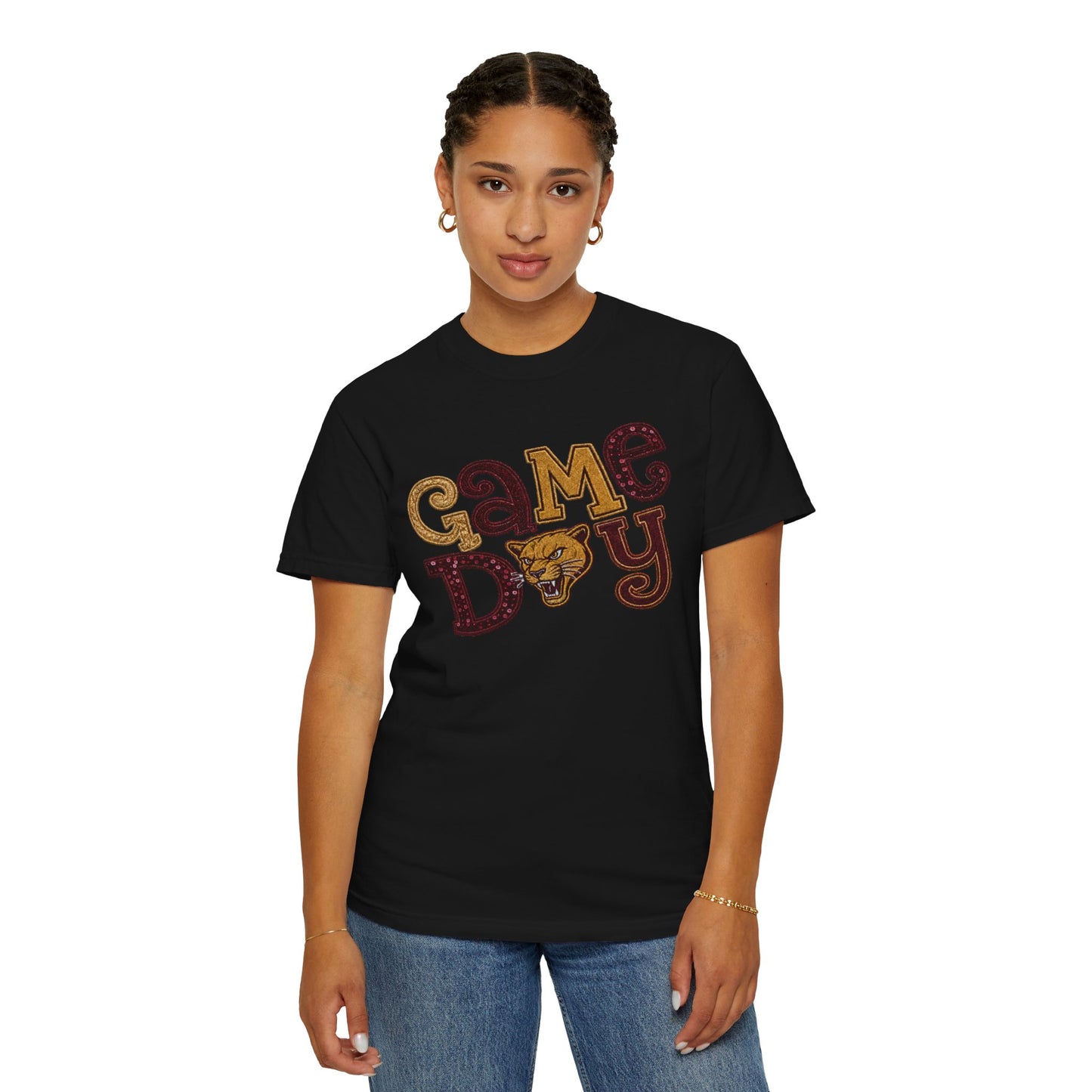 Pineville Lions Patchwork Sparkle Game Day Comfort Colors Tee