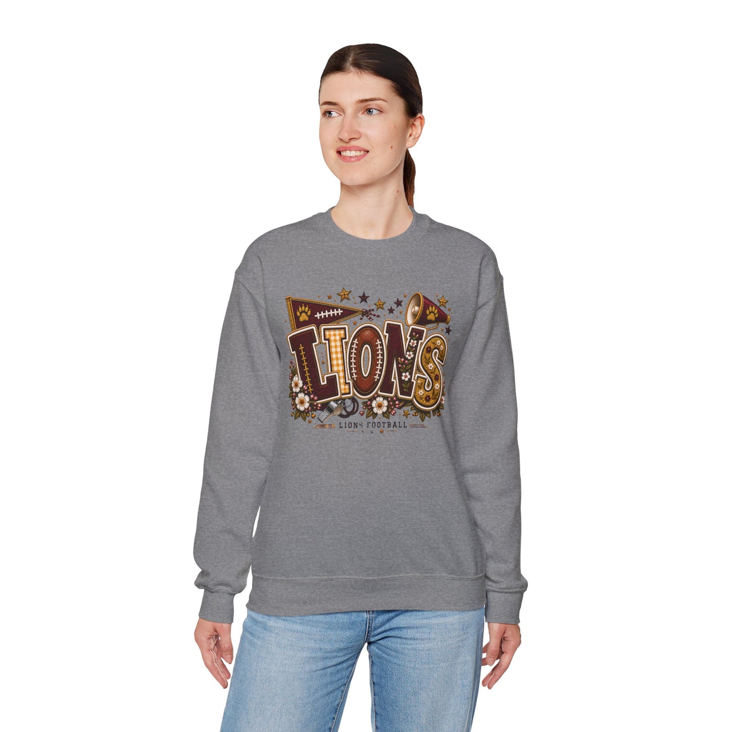 Lions Game Day Patchwork Crewneck