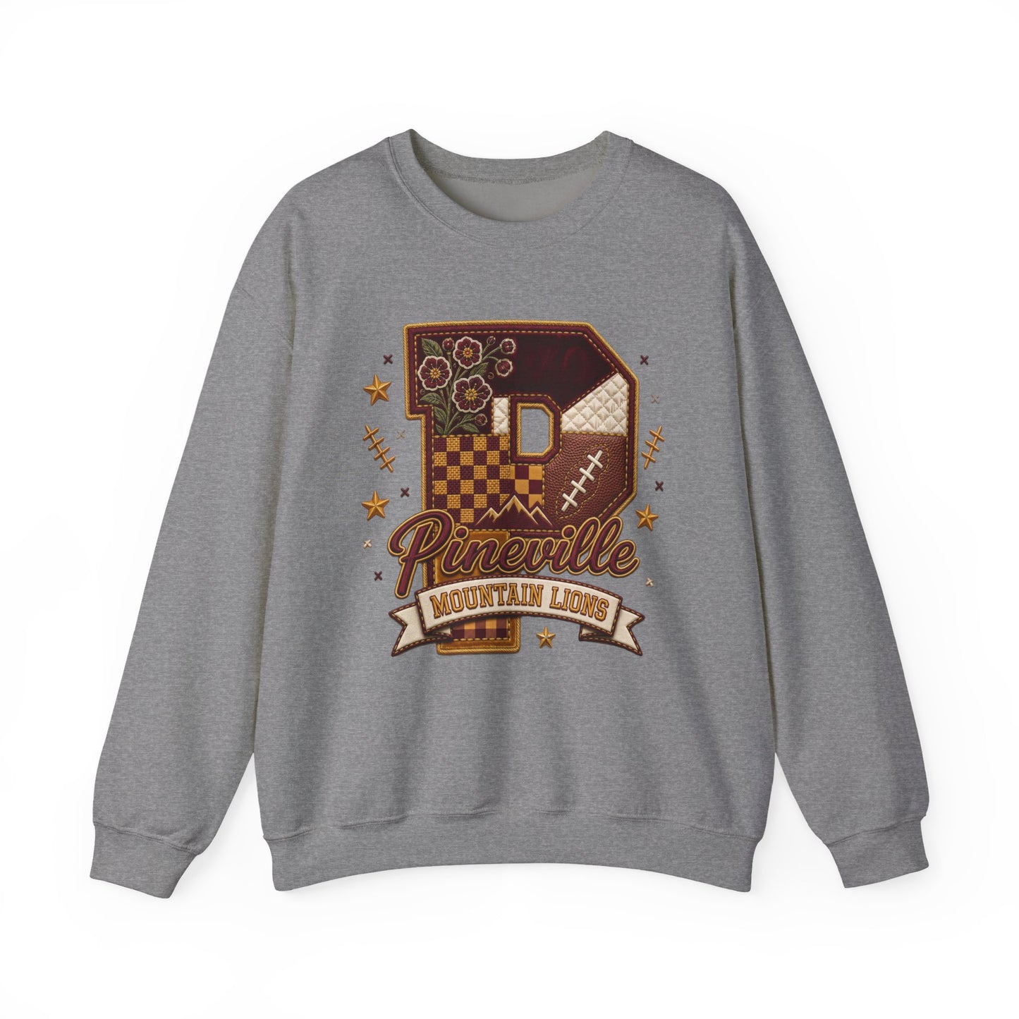 Pineville Patchwork Varsity Crewneck