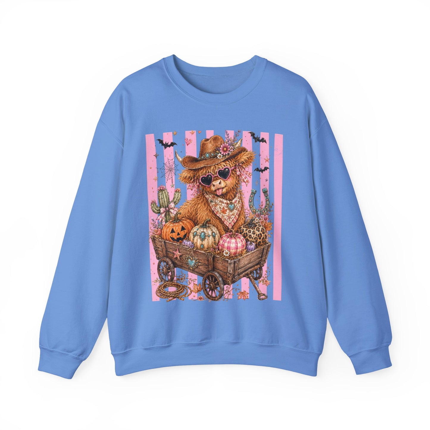 Fall Highland Cow Wagon | Crewneck Sweatshirt