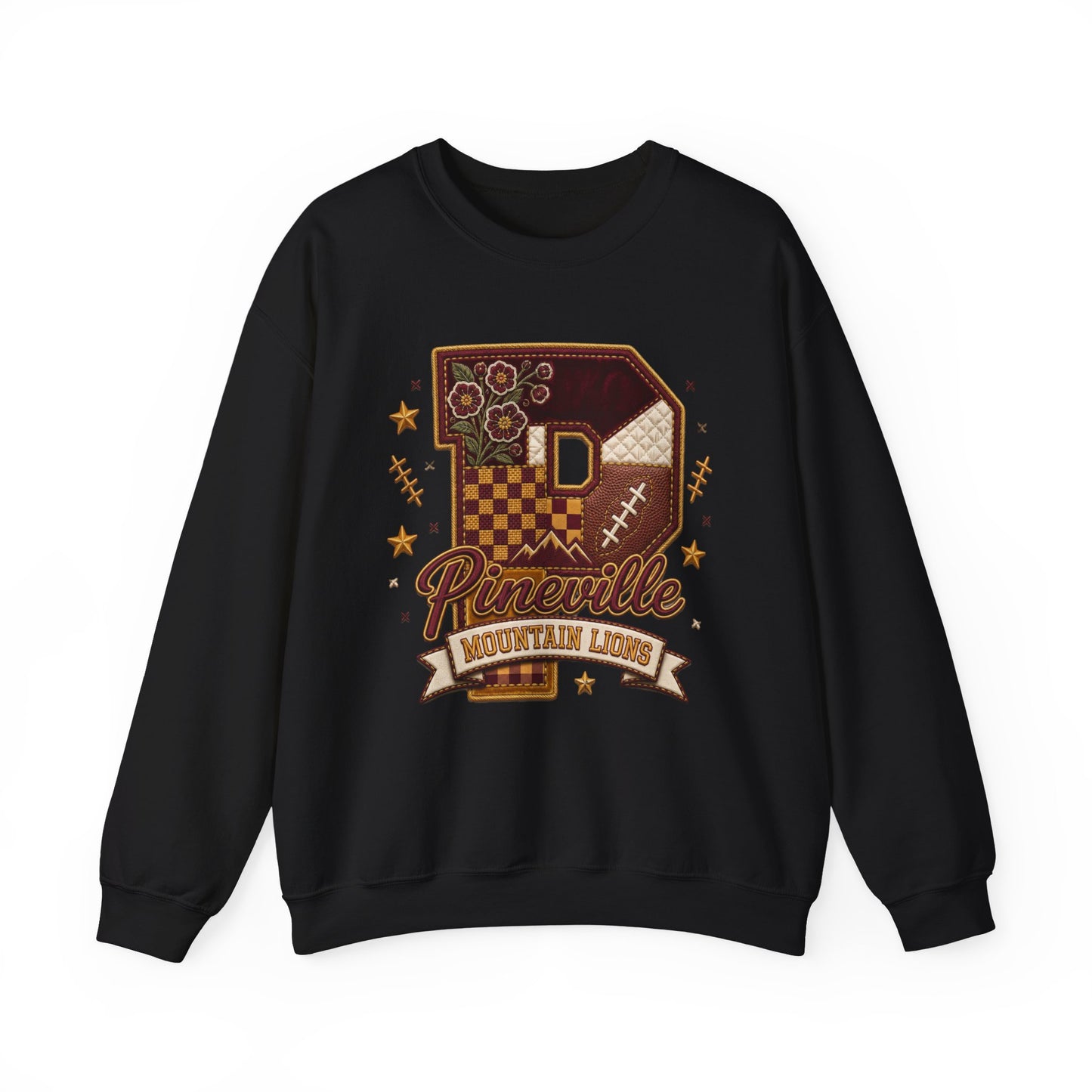Pineville Patchwork Varsity Crewneck