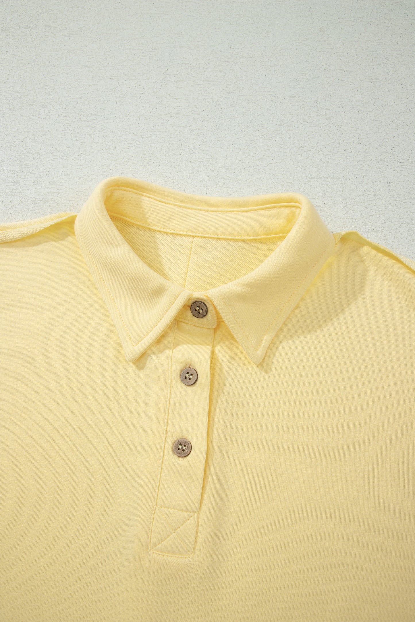 Banana Cream Loose Polo Tee Elastic Waist 2pcs Short Set