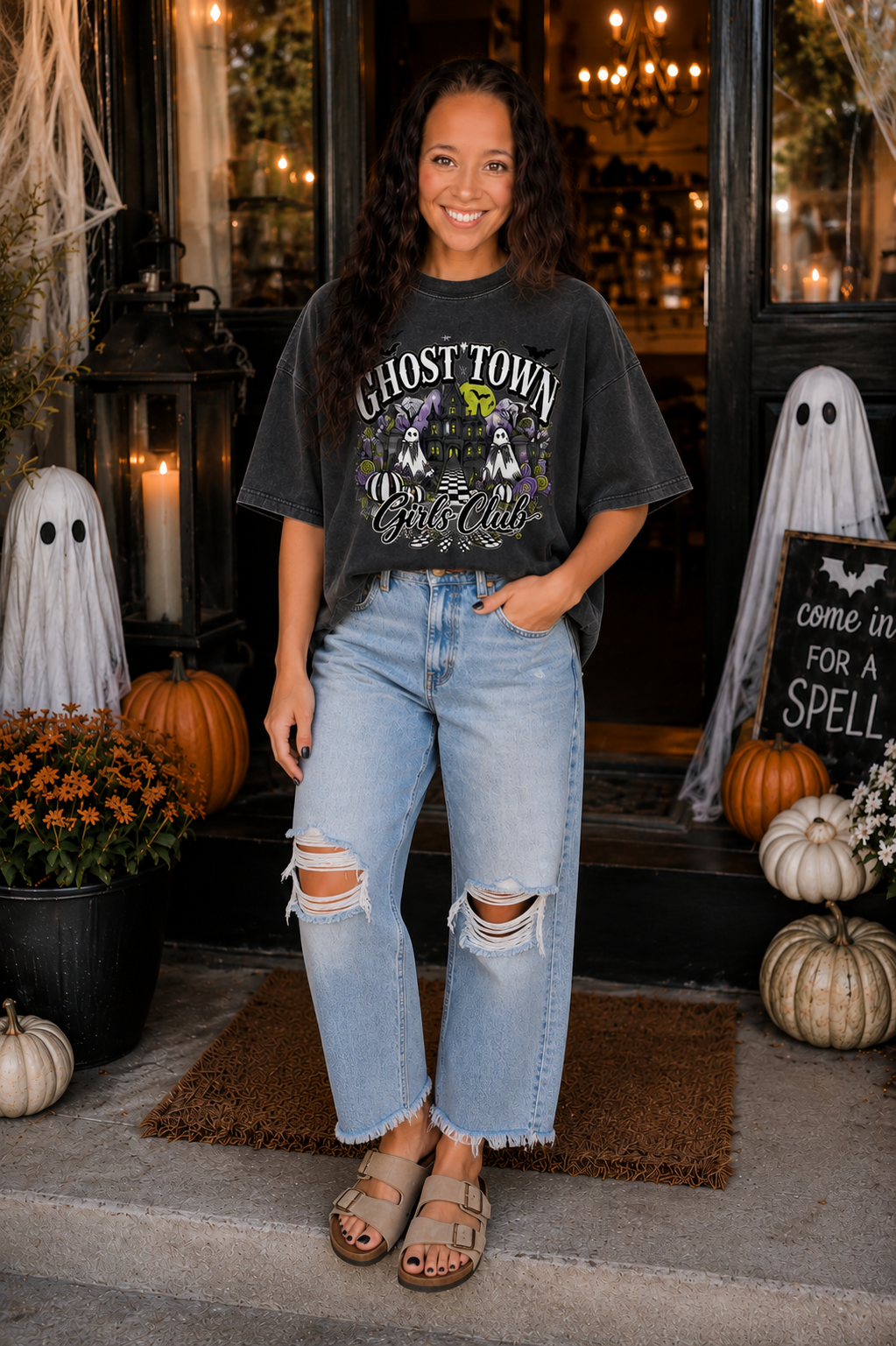 Ghost Town Girls Club Mineral Wash Boxy Tee