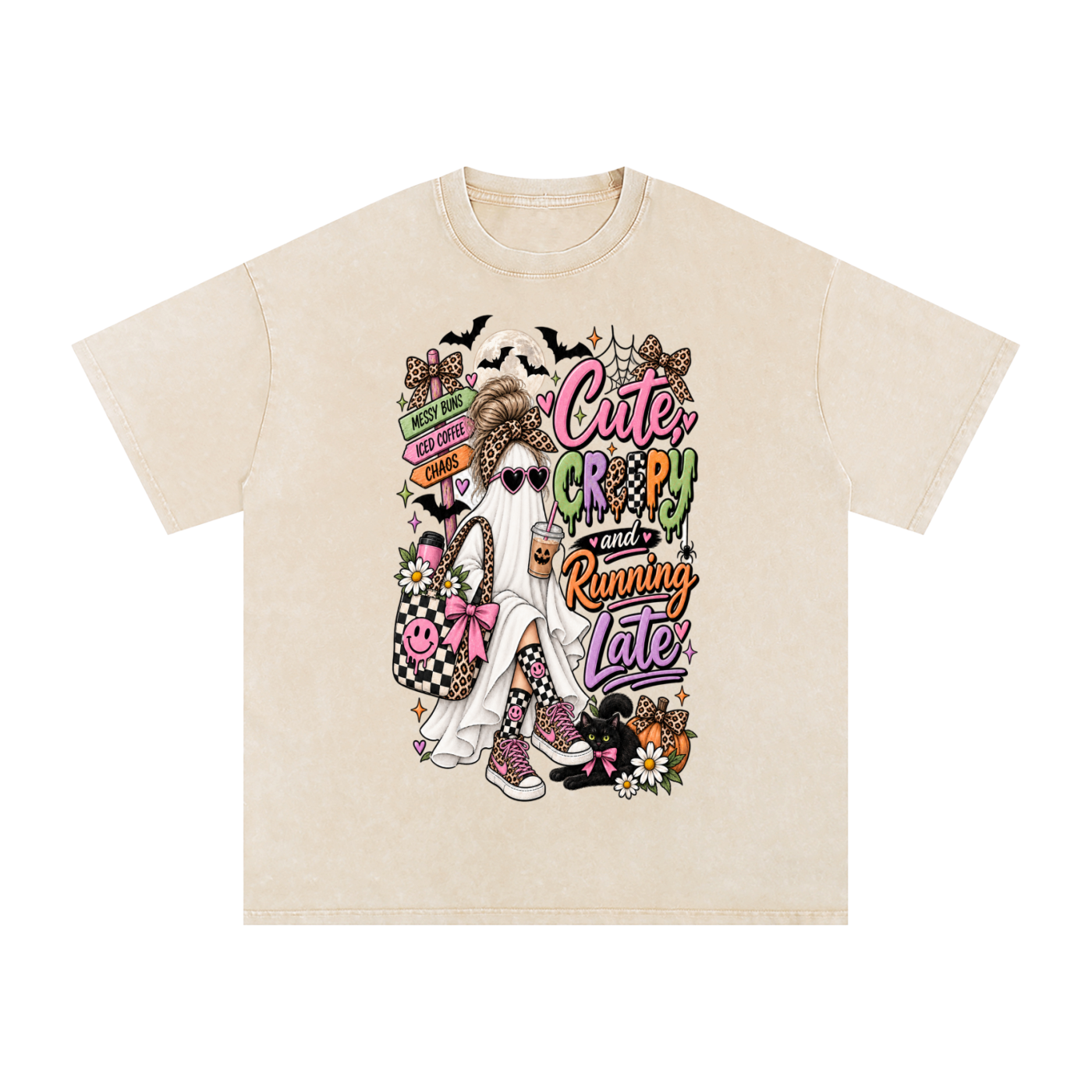 Cute, Creepy & Running Late Snow Washed Oversized Tee
