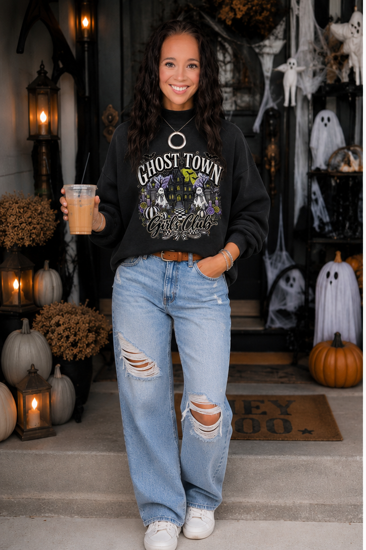 Ghost Town Girls Club Oversized Mock Neck Sweatshirt