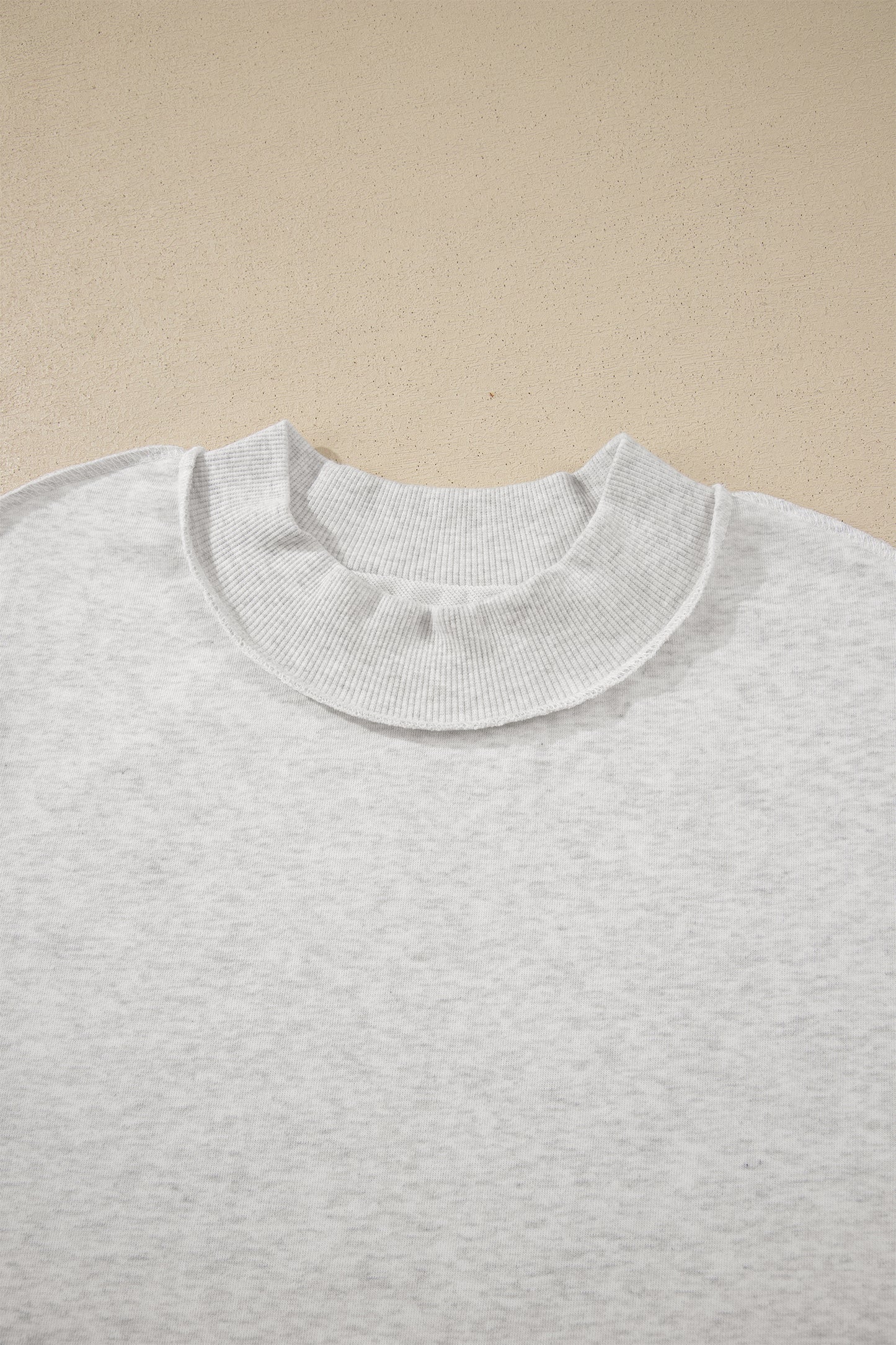 Light Grey Exposed Seam Detail Mock Neck Tee
