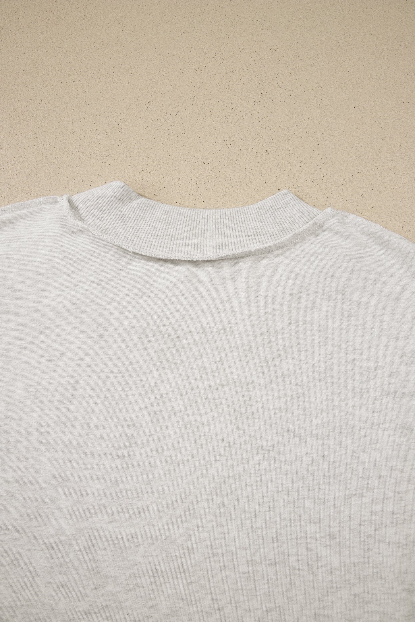 Light Grey Exposed Seam Detail Mock Neck Tee