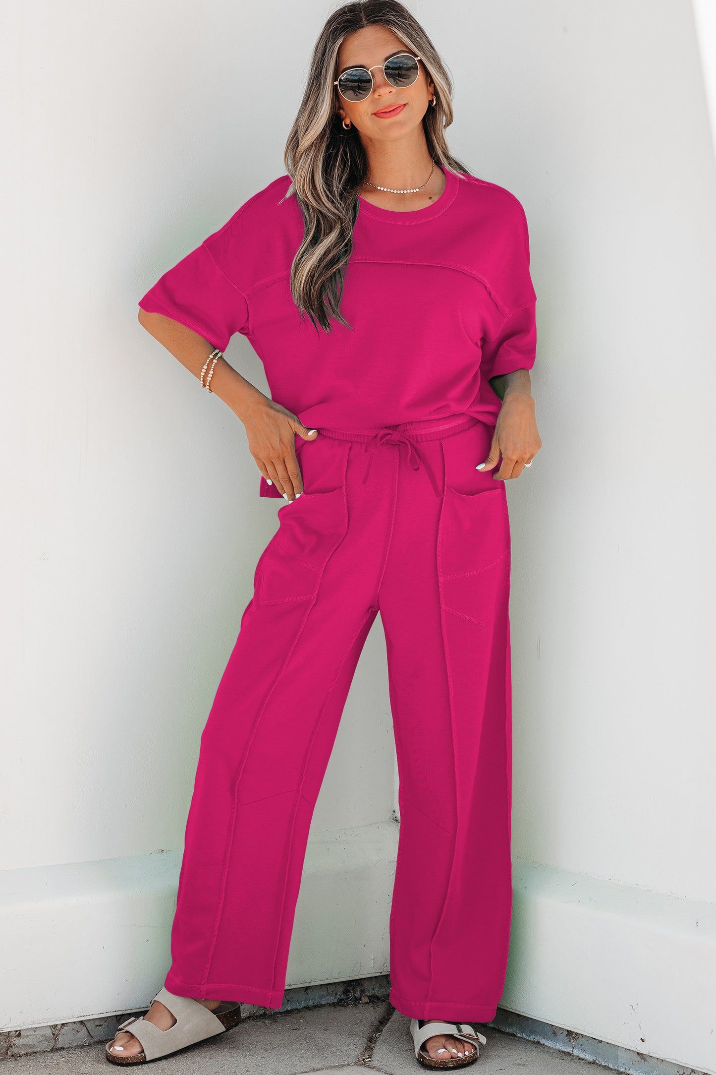 Mint Green Drop Shoulder Boxy Tee and Barrel Pants Set