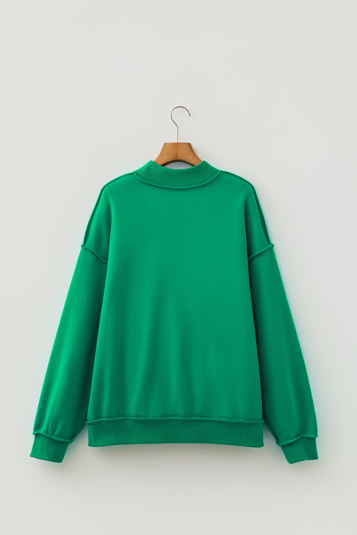 Coffee Oversize Drop Shoulder Reversible Mock Neck Sweatshirt