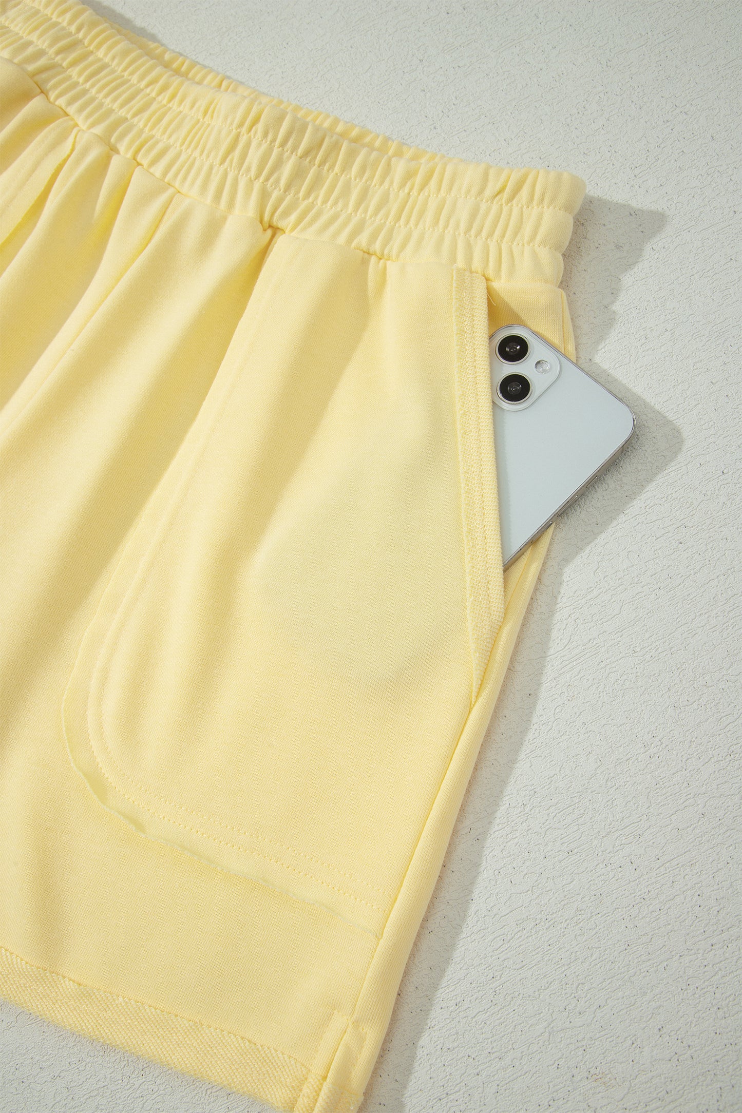 Banana Cream Loose Polo Tee Elastic Waist 2pcs Short Set